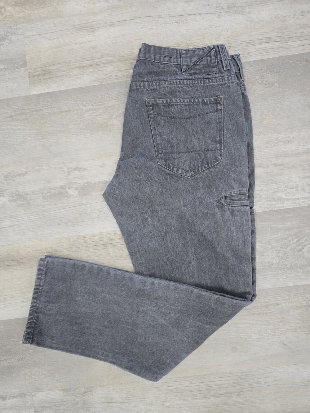 Sean John Men's Marcus Straight Fit Jeans 38x32 Gray Faded Wash Button Fly